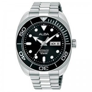 Alba AL4825X1 AL4825 Silver Black Automatic Day Date Baby Turtle